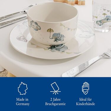 Дитячий посудовий набір Villeroy & Boch Boho Kids 'Walk like an elephant' (3 шт.) - блакитний, преміум-посуд для дітей