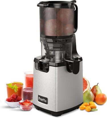 Електрична холодний соковичавниця Fretta Slow Juicer з нержавіючої сталі, 250W, з функцією реверсу, BPA Free