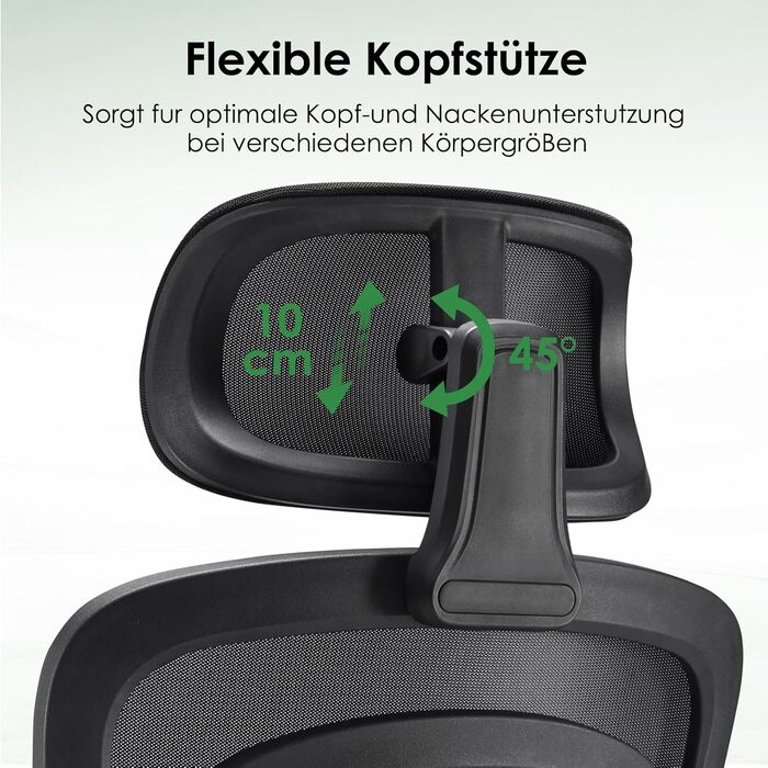 Ергономічне крісло Farini для офісу та дому: регульоване, з підголівником, сіро-біле (1680-grauweiß)