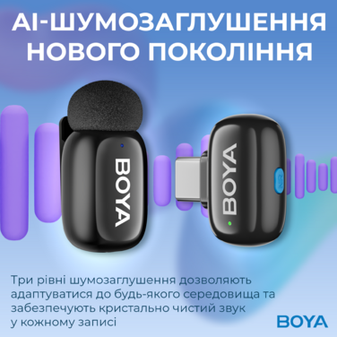 Бездротовий петличний мікрофон BOYA mini-23 Type-C Black