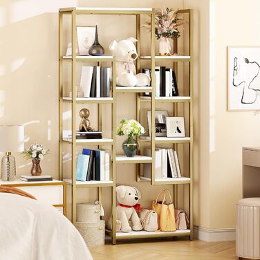 Стелаж YITAHOME для книг та речей, 5 ярусів, 30 x 100 x 180 см, білий, для офісу, вітальні, спальні