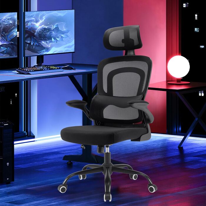 Ергономічне крісло Farini для офісу та дому: регульоване, з підголівником, сіро-біле. Ідеально для роботи за комп'ютером та home office.