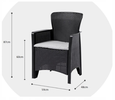 Комплект садових меблів 3в1: столик та 2 крісла з ротанга для тераси та саду, сучасний стиль