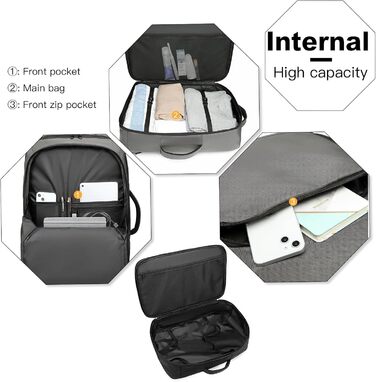 KONO Рюкзак для ручної поклажі в літак, великий, водонепроникний, 55 x 35 x 20 см, 38L, Cyangrau