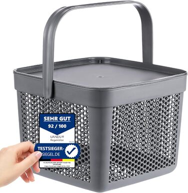 Кошик для зберігання з кришкою 5 л Uandu, маленький контейнер для іграшок, білизни, полиці, органайзер для ванної, темно-сірий