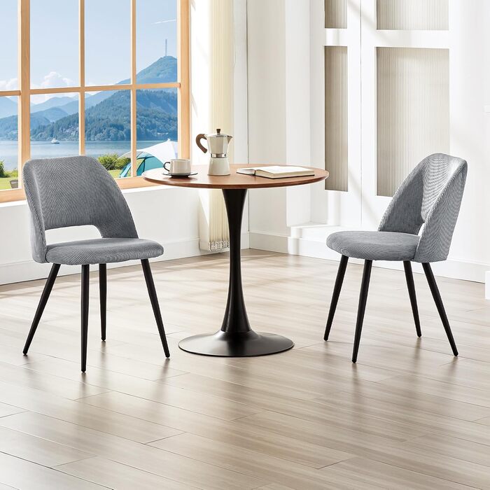 Набір з 4-х обідніх стільців з витонченою спинкою, сірого кольору, з м'яким сидінням, для кухні, вітальні, спальні. Набір з 4 шт.