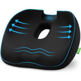 Ортопедична подушка для сидіння AUVON: комфорт при геморої, простатиті, болях у попереку та під час вагітності. Підходить для офісного крісла, авто та інвалідного візка. Чорний колір.