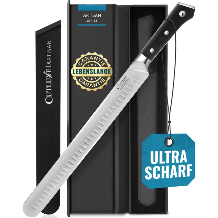 Ніж для шинкових нарізок Cutluxe Artisan – 30 см, з високоякісної сталі, з піхвою
