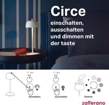 Zafferano Circe: Бездротова LED-лампа для дому та саду, Corten, 30 см, димер, 2200-3000K, керування кнопкою