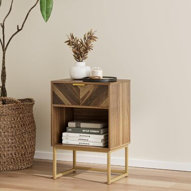 Приліжкова тумбочка з відкритим відділенням, журнальний столик для вітальні та спальні (горіх, 40 x 30 x 60 см)