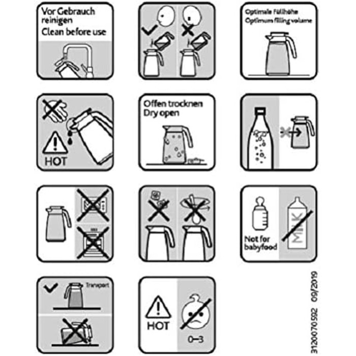 Термос EMSA MAMBO 1.0 л, білий глянцевий, ізоляційний, 12 год гарячий/24 год холодний