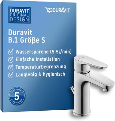 Змішувач для ванної кімнати Duravit B.1 з висувною вилкою, хром (з комплектом для зливу)