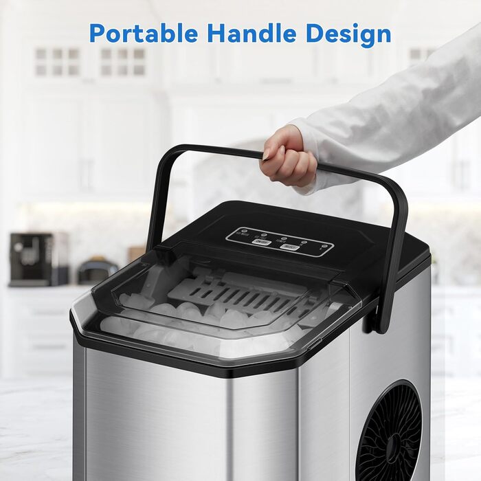 Льодогенератор Eiswürfelmaschine 120W, 9 кубиків за 6 хв, 11.8 кг/24 год, самоочищення, з лопаткою та кошиком для вечірок, офісу, бару, кемпера, 2.3 л