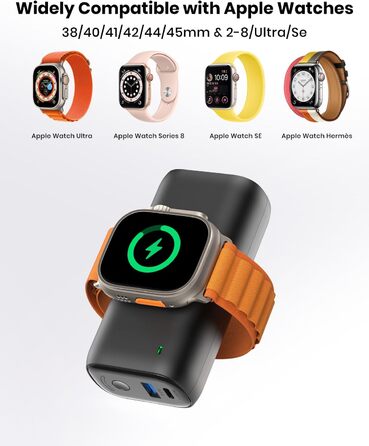 Вт, для Apple Watch та iPhone 14/13/12, з кабелем, зовнішній акумулятор, 10000mAh, 22,5