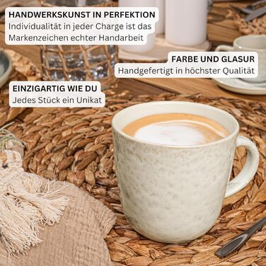 Набір кавових чашок Sänger VALUE COLLECTION (6 шт.), 430 мл, кераміка, темно-зелений, для кави та чаю, стійкий до миття в посудомийній машині та використання в мікрохвильовій печі