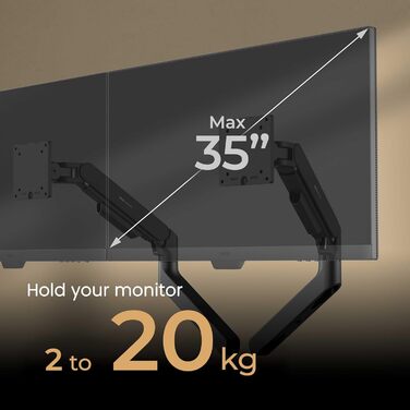 Кріплення для монітора BenQ BSH01 Ergo – настінне кріплення для монітора до 45 дюймів, 20 кг, стабільна конструкція, VESA 75x75/100x100mm, чорний