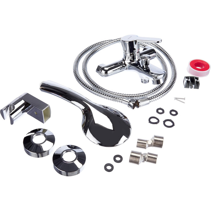 Набір для душу GRIFEMA Bad-Duschsystem G13003 з ручною лійкою, змішувач для ванни, шлангом та кріпленням, накладний монтаж, хром