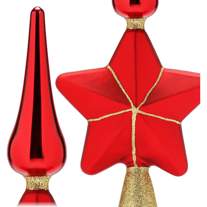 Мереживо для різдвяної ялинки com-four блискуче-мереживо для різдвяної ялинки з натурального скла-Мереживо для ялинки із зіркою, 29 см (червоний)