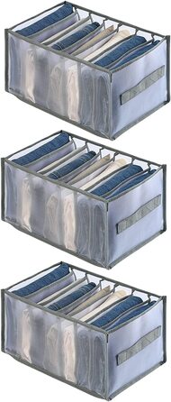 Коробка-органайзер для зберігання одягу Система впорядкування гардеробу для джинсів, брюк, футболок, шкарпеток Ящики для зберігання Ящик в шафі Ящики комод (комплект 25x36x20 см * 3)