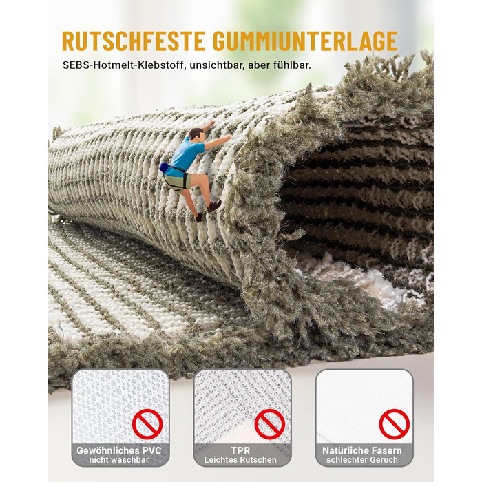 Набір килимків для ванної кімнати: антиковзаючі килимки, набір 2 шт., бохо-стиль, для ванної, спальні, вітальні, 51 x 120 см + 41 x 61 см, коричнево-білий (зелено-білий)