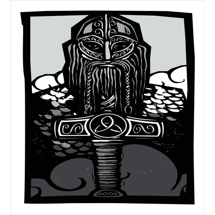Комплект підковдр ABAKUHAUS Viking Односпальне ліжко, монохром Thor Son of Odin, м'яка форма найвищої якості Підковдра 170х220 см з 2 предметів з 1 наволочкою, білий чорний