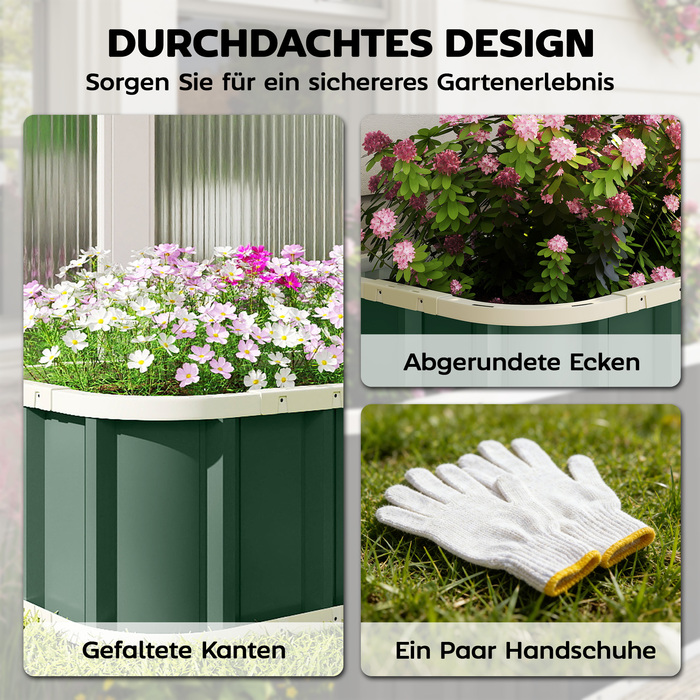 Підвищене грядка зі сталі, квітник з засувками, захищене грядка з відкидною конструкцією, 136 x 52 x 31 см, світло-зелений