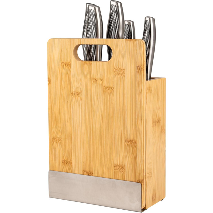 Набір ножів Karl Hausmann 5 шт. з магнітним блоком з бамбука - набір кухонних ножів з нержавіючої сталі