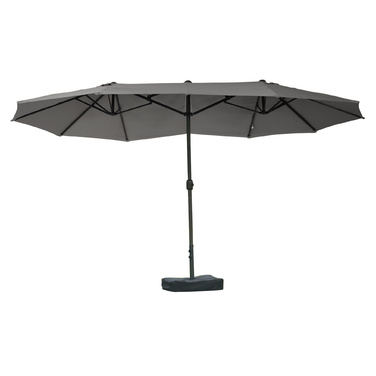 Садова парасолька Outsunny Parasol Подвійна парасолька з підставкою для парасольки Ручний рукоятка темно-сірий овал 460 x 270 x 240 см
