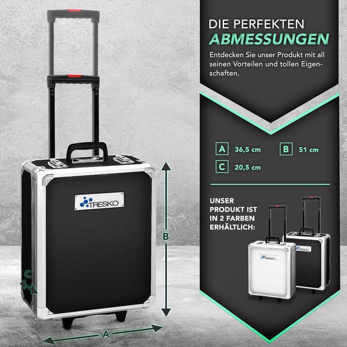 Набір інструментів TRESKO 1400 предметів у валізі: професійний кейс, візок для інструментів з Cr-V сталі (антрацит)