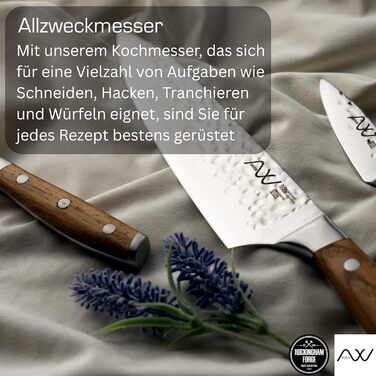 Набір кухонних ножів Rockingham Forge Ashwood 8 предметів з дерев'яною ручкою та точилка – Професійний набір ножів з високоякісної нержавіючої сталі