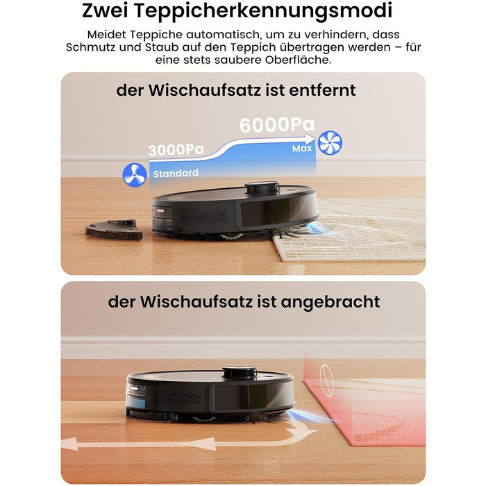 Робот-пилосос LEFANT M2 Plus з картографією, лазерною навігацією, 6000Pa, WiFi/App/Alexa, чорний