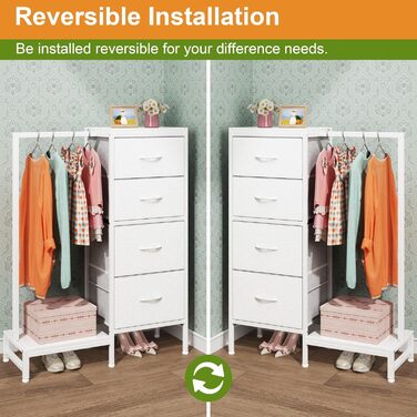 Комод 111 см з 4 висувними ящиками з тканини, полиця для одягу, білий комод для спальні, вітальні, передпокою, шафа для одягу, подарунок, 30T x 76.5B x 111H см (4 ящики), білий