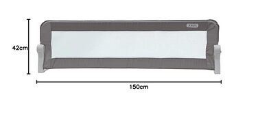 Бортик для ліжка ABUS Eric для немовлят та дітей - захист від випадання для батьківських, дитячих та сімейних ліжок - складаний для подорожей, 150 см (2 шт., сірий)