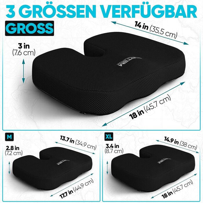 Подушка для сидіння FORTEM: м'яка, з піною з пам'яті, для офісного, ігрового крісла, авто, комп'ютерного крісла. Нековзна, знімний чохол сірого кольору.