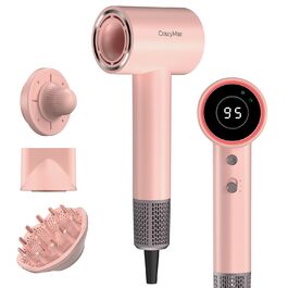 Іонний фен для волосся з безщітковим двигуном 180 000 об/хв, компактний дорожній фен з 4 режимами температури та захистом від перегріву, рожевий