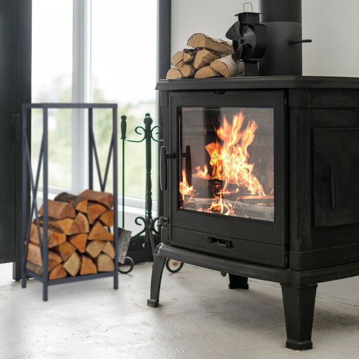 Стильна полиця для дров Relaxdays сірого кольору зі сталі