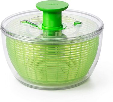 OXO Good Grips Салатниця-центрифуга з ситом та кришкою, зелена – для сушіння салату, велика