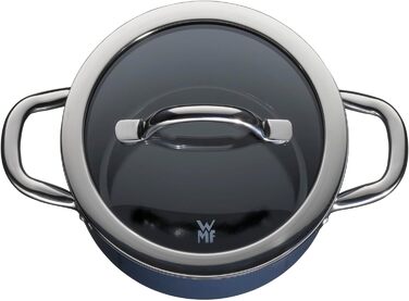 Набір каструль WMF Fusiontec Inspire 3 предмети, індукційні, з кришками, керамічні, стійкі до подряпин, без покриття, темно-сині, вироблено в Німеччині