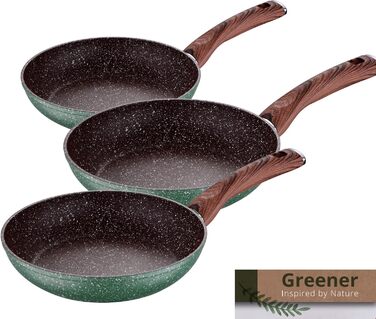 Набір сковорідок індукційний набір з 3 предметів зелений-зелений набір сковорідок 3 сковороди антипригарне покриття-алюмінієві сковороди
