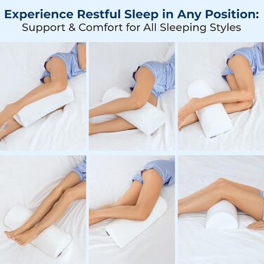 Подушка для підтримки ніг та колін 5 Star United Halbmond, преміум-меморі піна, ергономічна, для тих, хто спить на боці, 52x20x11 см, біла