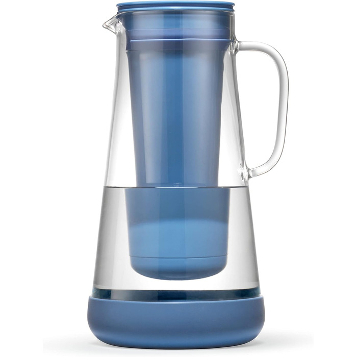 Фільтр для води LifeStraw Home: скляна кана з силіконовим дном, 1.6 л, Stormy Blue