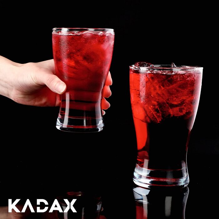 Келихи для води KADAX, набір з 6, склянки для пиття, скляні келихи для соку, міцні келихи для води, соку, саду, вечірки, напоїв, пива, універсальні келихи, келихи для коктейлів, келихи для напоїв (Elke, 320 мл)