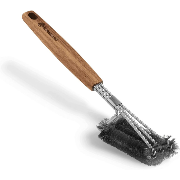 Набір гриль-посуду BURNHARD 5 предметів, 42 см, акацієве дерево, нержавіюча сталь, аксесуари для грилю (щипці, лопатка, виделка, щітка, знімач решітки)