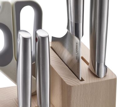Набір ножів Fusion Joseph Joseph 5 предметів: кухонний ніж, ніж для м'яса, ножиці, дерев'яний блок для ножів