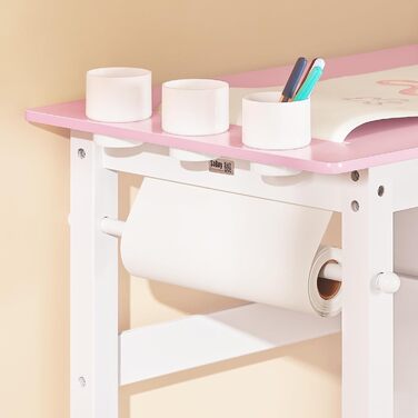 Дитячий стіл SoBuy з табуретом, комплект меблів для дитячої кімнати, ігровий та навчальний стіл для дітей, рожевий (80x66x50 см)