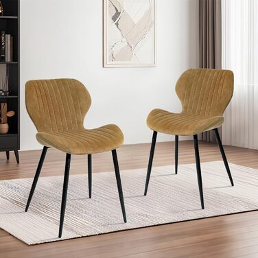 Набір з 2-х обідніх крісел CangLong, м'який крісло-релакс для кухні, їдальні та вітальні, гостьові крісла з масивними дерев'яними ніжками (колір: коричневий)