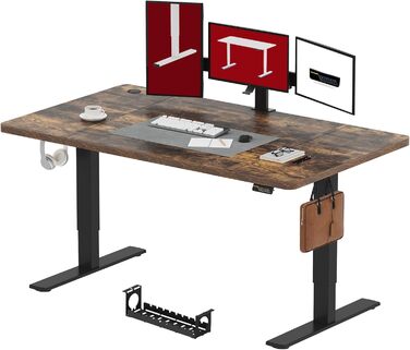 SANODESK Регульований за висотою стіл 180x80 см - ергономічний стіл для стоячи/сидячи з функцією пам'яті для дому/офісу, коричневий, комп'ютерний стіл, Standing Desk