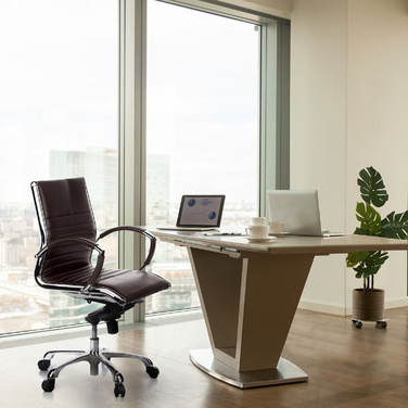 Офісне крісло / крісло керівника PARMA 10 шкіра коричневий хром hjh OFFICE