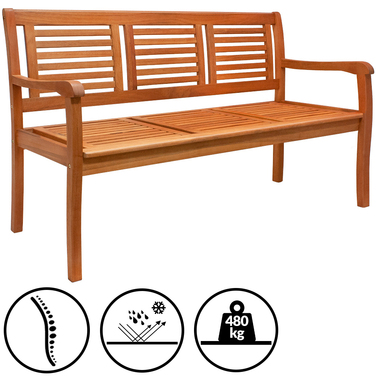 Садовий лавка з евкаліптової деревини 153x90x60 см, сертифікат FSC®