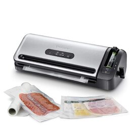 Вакууматор FoodSaver FFS017X з різачем, відсіком для рулонів, ручним вакууматором та функцією маринування, сріблястий